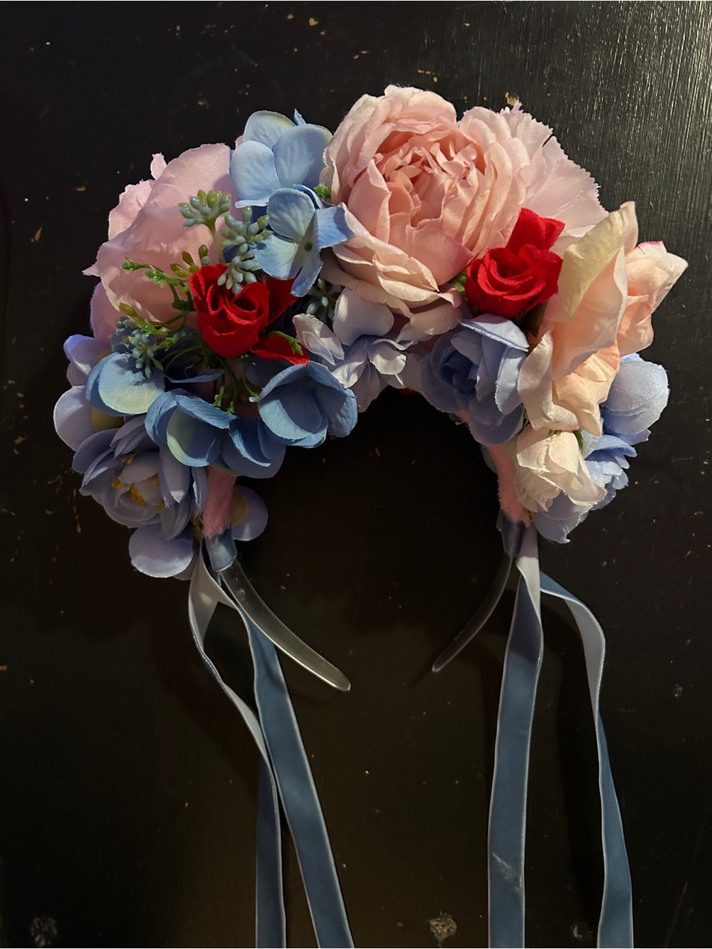 Floral Flower Crown Headband festival NRF western Pink, Blue & Red